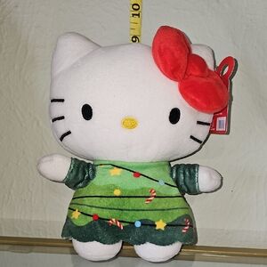 Hello Kitty Plush Toy 8" with Green Dress and Red Bow NWT